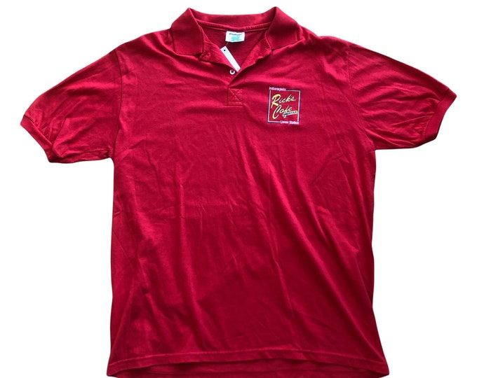 Vintage 90s Rick's Cafe Indianapolis Union Station Employee Red Polo Shirt Made in USA