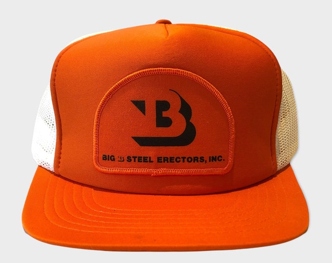 Vintage Big B Steel Erectors Patch Trucker Mesh Snapback Hat