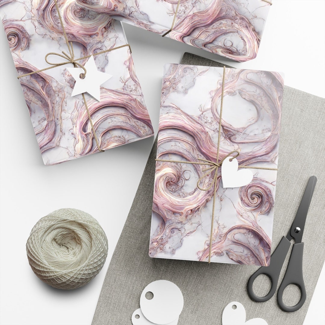 Rose Gold Wrapping Paper Roll White Marble, Wedding Gift Wrap Roll, Unique Bridal Shower Gift