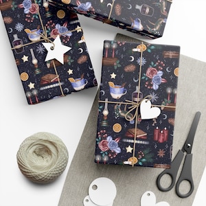 Yuletide Gift Winter Solstice Wrapping Paper Roll - Yule Pagan Wiccan Elderberry Dark Christmas Wrapping Paper, Gift Wrap Roll
