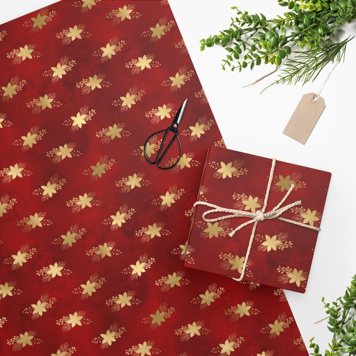 Elegant Christmas Tree Sparkle Gold Red Wrapping Paper - red gifts color  style cyo diy perso…