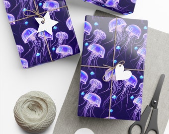 Jellyfish Gift Wrapping Paper - Dark Purple Ocean Wrapping Paper