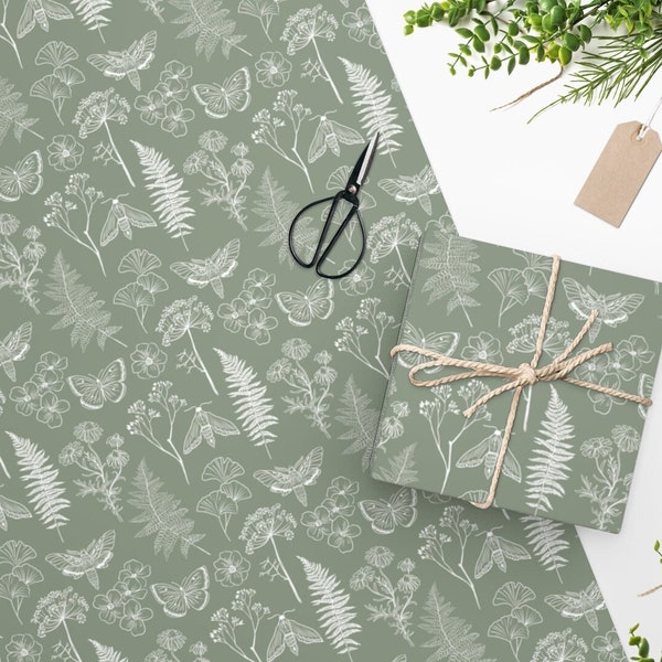Green and White Wrapping Paper Etsy