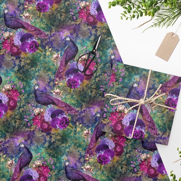 Peacock Wrapping Paper Etsy