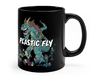 Monster Attack! Black ceramic 11oz mug