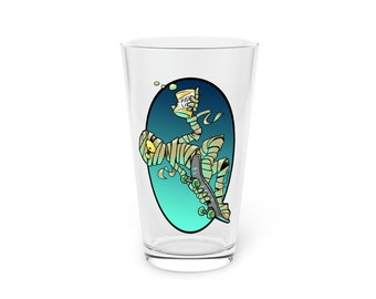 Skateboarding Mummy Pint Glass, 16oz