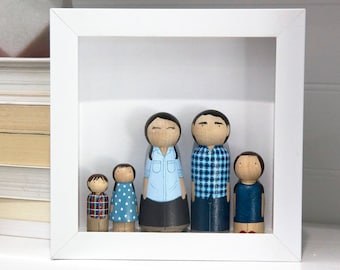 Gift For Husband - Custom Gift - Personalized Peg Doll Family - Custom Family Portrait - Fathers Day Gift - Peg Dolls - For Dad -Anniversary