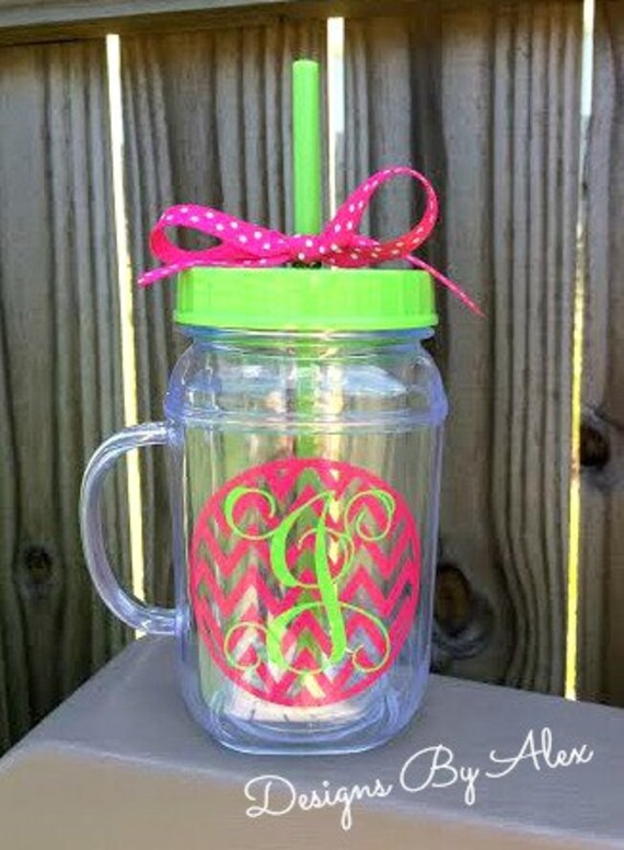 Items similar to Personalized Mason Jar Tumblers with handle