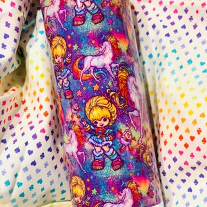 Rainbow Brite fabric print  Double Walled Stainless Steel Epoxy Custom Tumbler