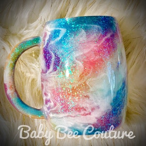 Rainbow Opal Marble custom glitter tumbler Rainbow tumbler