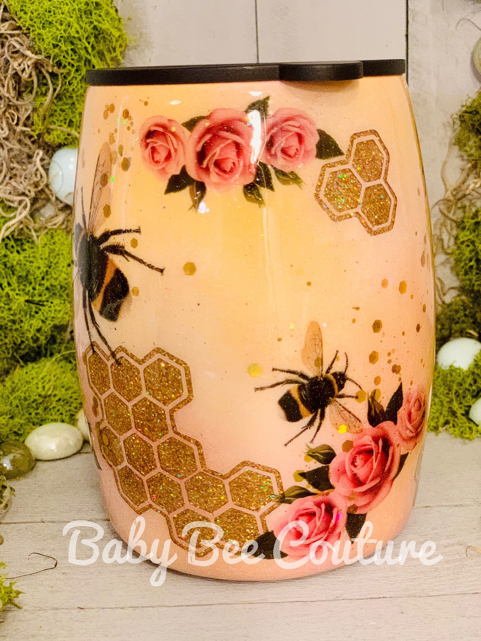 Bee Tumbler Glitter Bee Tumbler Honeybee Tumbler Peekaboo Etsy