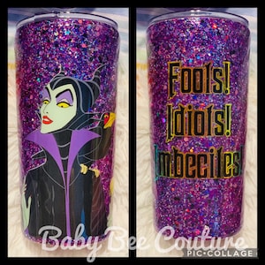 Maleficent glitter Double walled vacuum insulated stainless tumbler