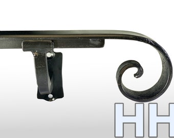 FREE SHIPPING --Wall Handrail for stairs, Hand Hammered.  ajustable, wrought iron, Strong,  easy to install- handrail-vol-allong