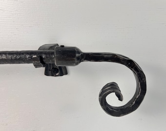 Hand Hammered Wrought Iron Curtain Rod with Scroll Finial, 3/4" Diam.