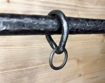 kit of 12 Curtain rod rings with eyelet, hand made wrought iron