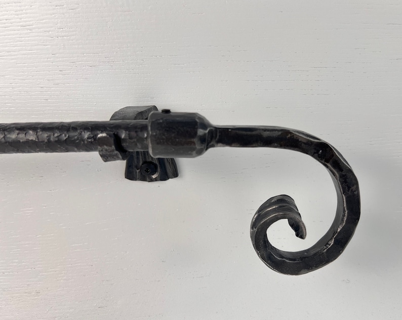 Curtain rod wrought iron with scroll end hand forge