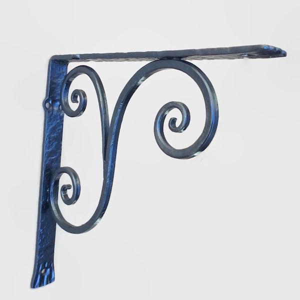 Hand-Forged Wrought Iron Scroll Shelf Bracket – Classical Design