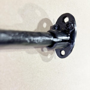 Cafe curtain rod 1/2&quot; diam. Curtain rod cup bracket, Wrought iron, all hand hammered. Window treatments.