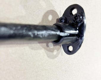 Hand Hammered Wrought Iron Cafe Curtain Rod Set, Blacksmith Made 1/2" Diam.