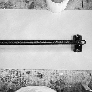 French Curtain rod wrought iron hand forge. Returned curtain rod