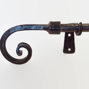 Curtain rod wrought iron with scroll end hand forge