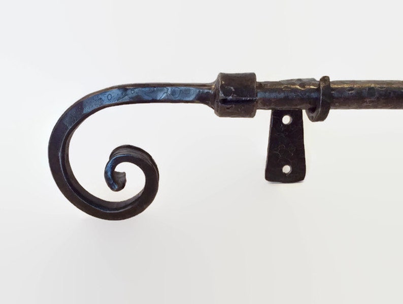 Curtain rod wrought iron with scroll end hand forge