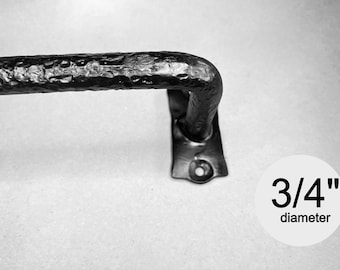 FREE SHIPPING--Curved french Curtain rod, Wrought iron, all hand hammered. Window treatments. 3/4" diam.