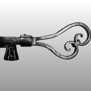 FREE SHIPPING--Curtain rod with finial and bracket, window treatments, wrought iron hand hammered, 3/4&quot; diam. two scrolls