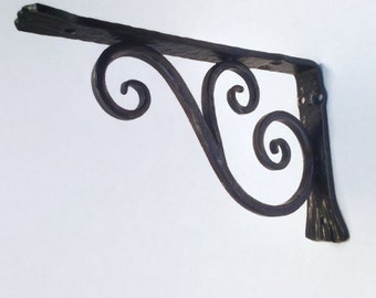 Free Shipping (with coupons)--Shelf bracket with scroll, Asymmetric, classical, wrought iron (cl-2-asy)