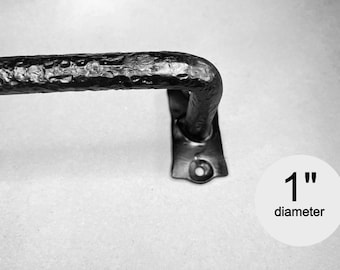 FREE SHIPPING--Curved french Curtain rod, Wrought iron, all hand hammered. Window treatments. 1" diam.