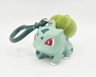 Vintage Bulbasaur Pokemon Keychain Applause Toys 1998 Nintendo Original Pokemon RARE #001 Flocked Plastic Toy 90s Anime
