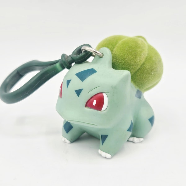 Vintage Bulbasaur Pokemon Keychain Applause Toys 1998 Nintendo Original Pokemon RARE #001 Flocked Plastic Toy 90s Anime