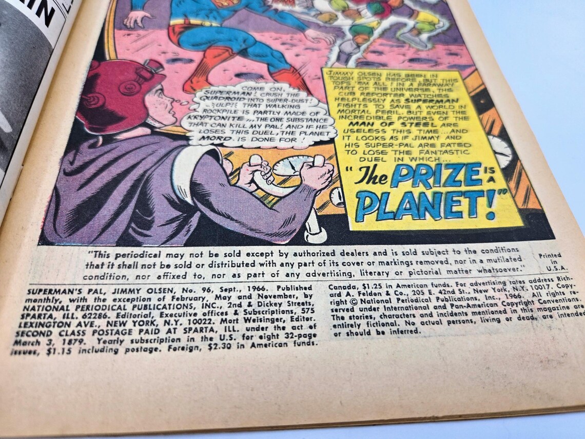 Jimmy Olsen Superman's Pal Comic No 96 Atlas Olsen Leo Dorfman Pete Costanza Very Good Condition DC Comic RARE First Edition Ungraded, photo 3 of 5