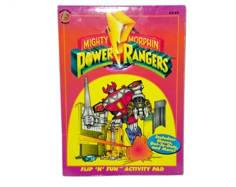 Mighty Morphin Power Rangers Vintage 90s Mega Zord Coloring Book Mighty Morphin Power Rangers Flip 'N Fun Pad Series 1994 MMPR RARE