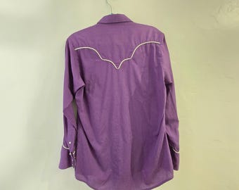 Vintage Rockmount Ranch Wear Purple Pearl Snap Western Wear 70s
