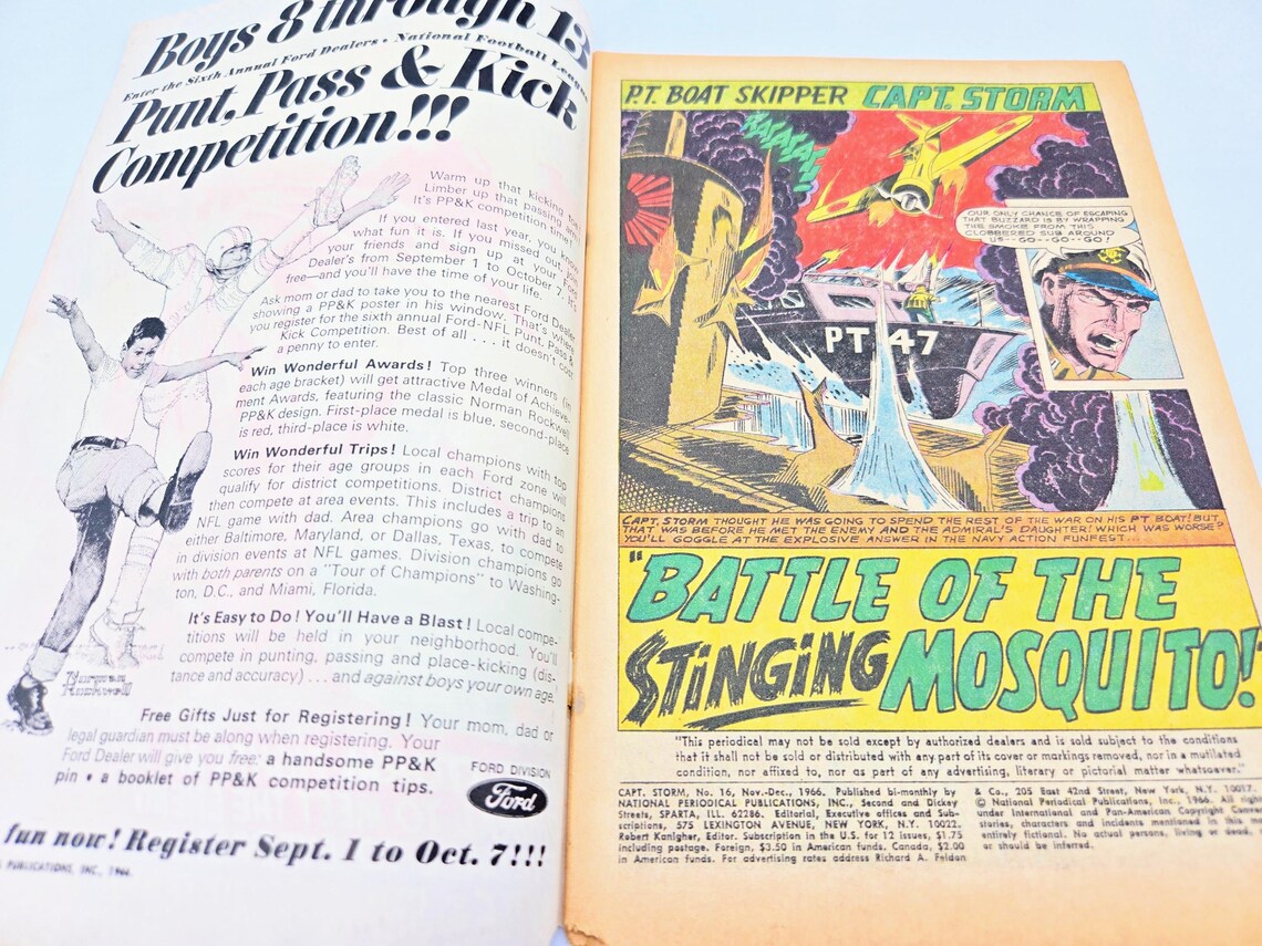 Capt. Storm Vintage DC Comic No 16 Very Good Condition RARE 1966 First Edition Ungraded Retro Ads PT Boat Skipper Captain, foto 2 de 5