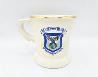 United States Air Force Commissary Service Vintage Coffee Mug Military Collectible Ceramic Cup RARE 80s Best in "87" USA Made