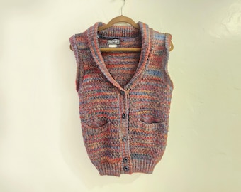 Vintage Sweater Vest Saikal Label L Button Down Knit sweater sleeveless 70s 80s Nerdcore RARE Sony Pictures Costumes Wardrobe Piece