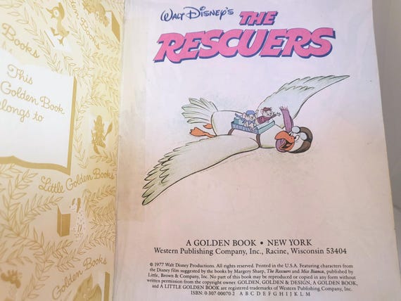 Disney's the Rescuers Vintage Golden Book 1977 Walt Disney 70s Don
