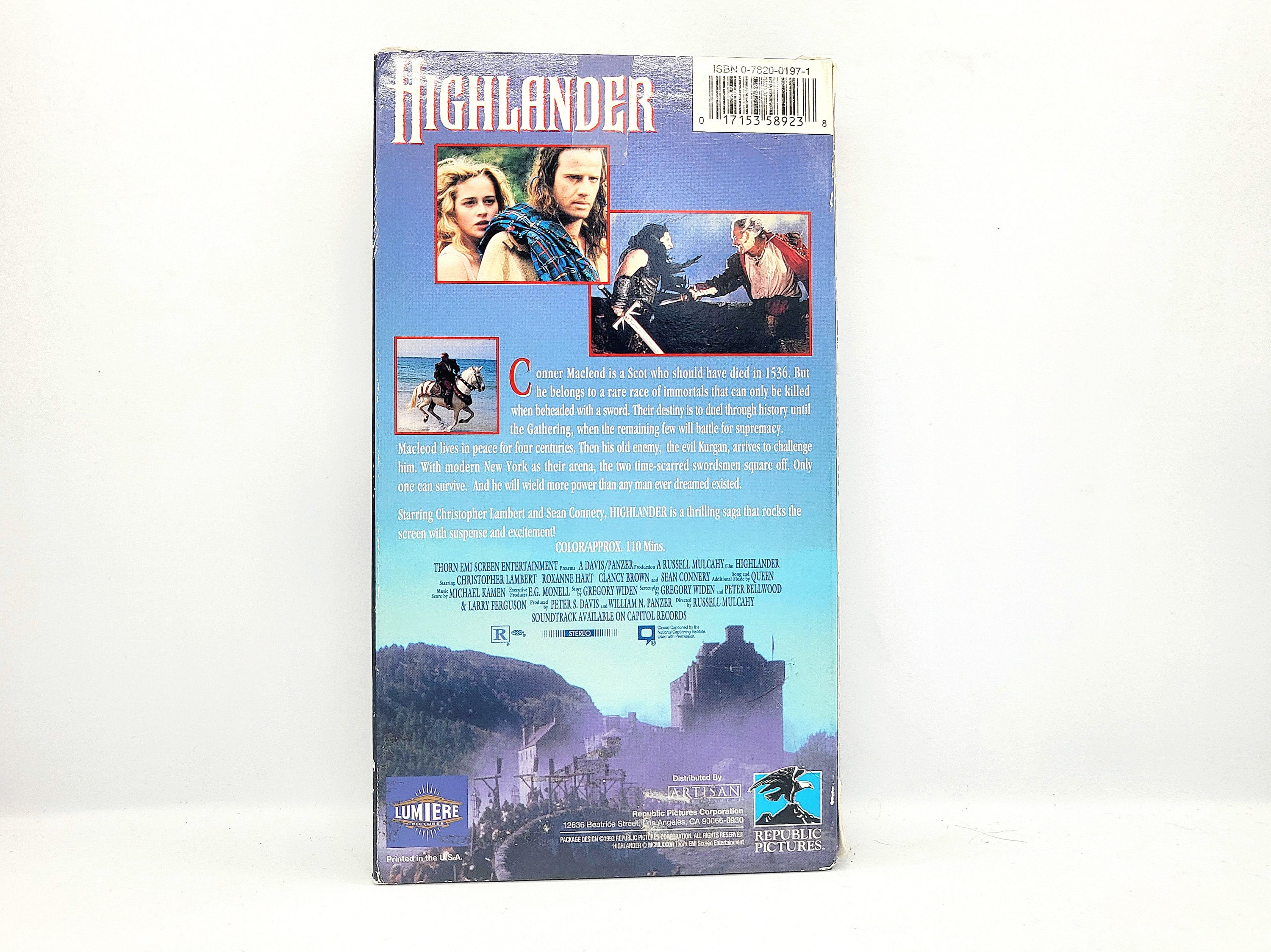 Highlander VHS 90s Vintage Video 1986 Christopher Lambert Sean Connery ...