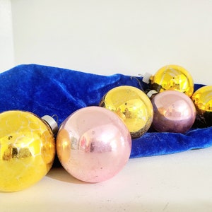 Glaskugel Ornamente Vintage Shiny Brite Weihnachtsbaum Lot von 6 Kugeln mit einem Durchmesser von 2 Zoll Vintage Zustand Pastell