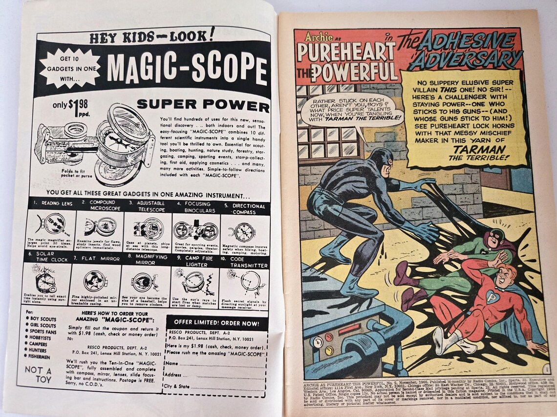 Archie as Pureheart the Powerful Comic No 2 Frank Doyle William Vigoda Very Good Condition RARE First Edition Ungraded Retro Ads Jughead, photo 2 of 5