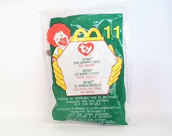 Spike TY Teenie Beanie Baby Rhinoceros Plush Toy Vintage McDonalds Happy  Meal Mint in Package 2000 90s kid stuffed animal RARE - Main Image