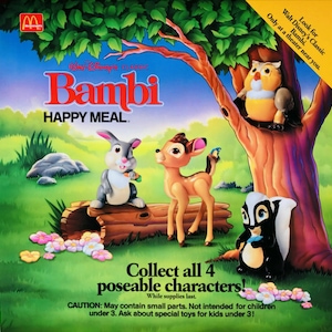 Disney&#39;s Bambi 1988 Vintage 80s McDonald&#39;s Happy Meal Toy Action Figure Some New in Package Pick One RARE