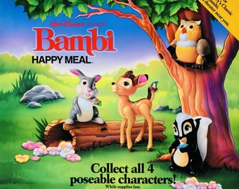 Figura de acción de juguete de la Cajita Feliz de McDonald's de Bambi de Disney de 1988, vintage, años 80, algunas nuevas en el paquete, elija una, RARO