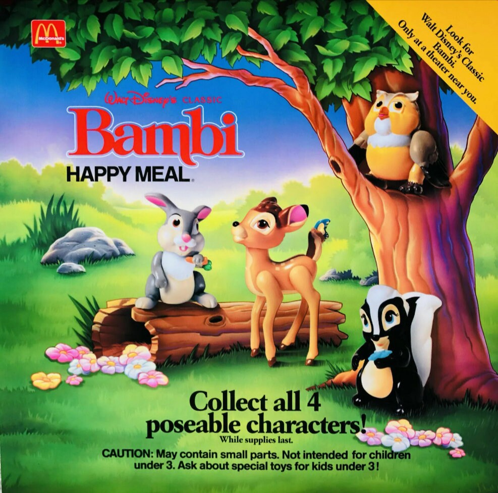 Disney's Bambi 1988 Vintage 80s Mcdonald's Happy Meal Toy Action