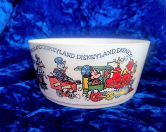 Disneyland Vintage 70s 80s Disney Train Rainbow deka Melamine Bowl Dish Walt Disney Productions Made in USA Dishware RARE as is