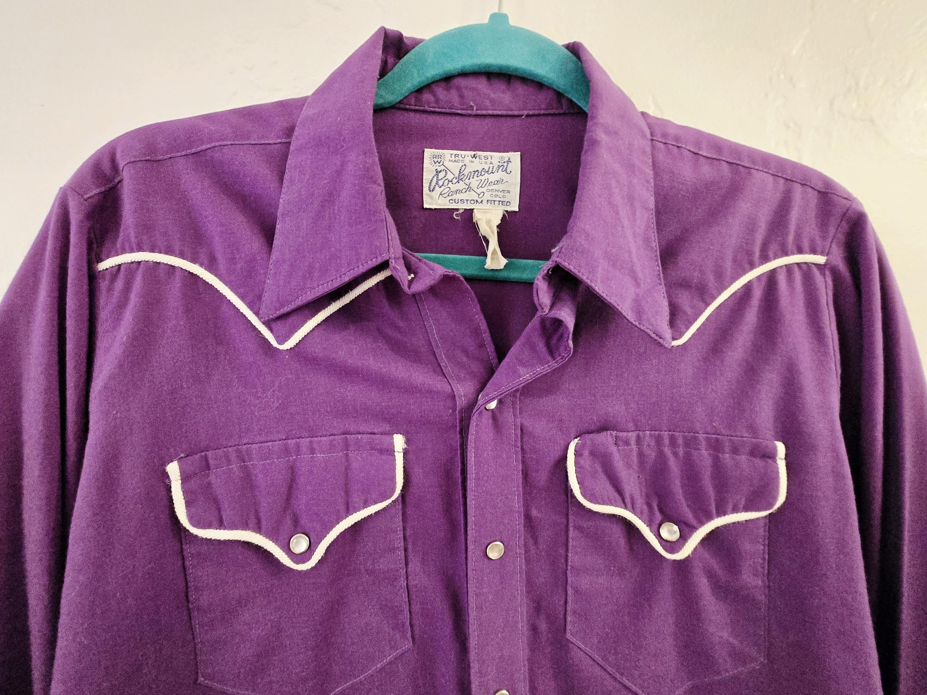 Vintage Rockmount Ranch Wear Purple Pearl Snap Western Wear 70s
