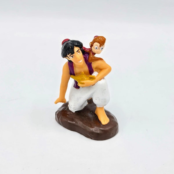 Aladdin and Abu from Disney's Aladdin Vintage Applause Plastic Toy 2 inches tall 1992 PVC Figurine 90s Disney RARE