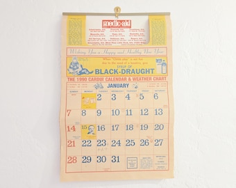 The 1990 Cardui Calendar Vintage 90s Advertising Collectible Hanging Wall Calendar Newsprint Almanac Holidays Ads Arkansas Edition